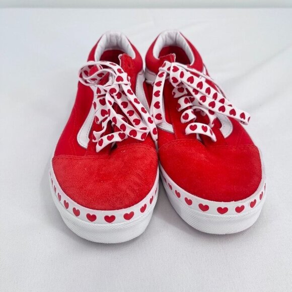 Vans Heart Foxing Old Skool Juniors Shoes Size 3.5 Red Heart Strings - Picture 4 of 12